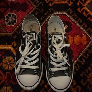 Leather black and white converse